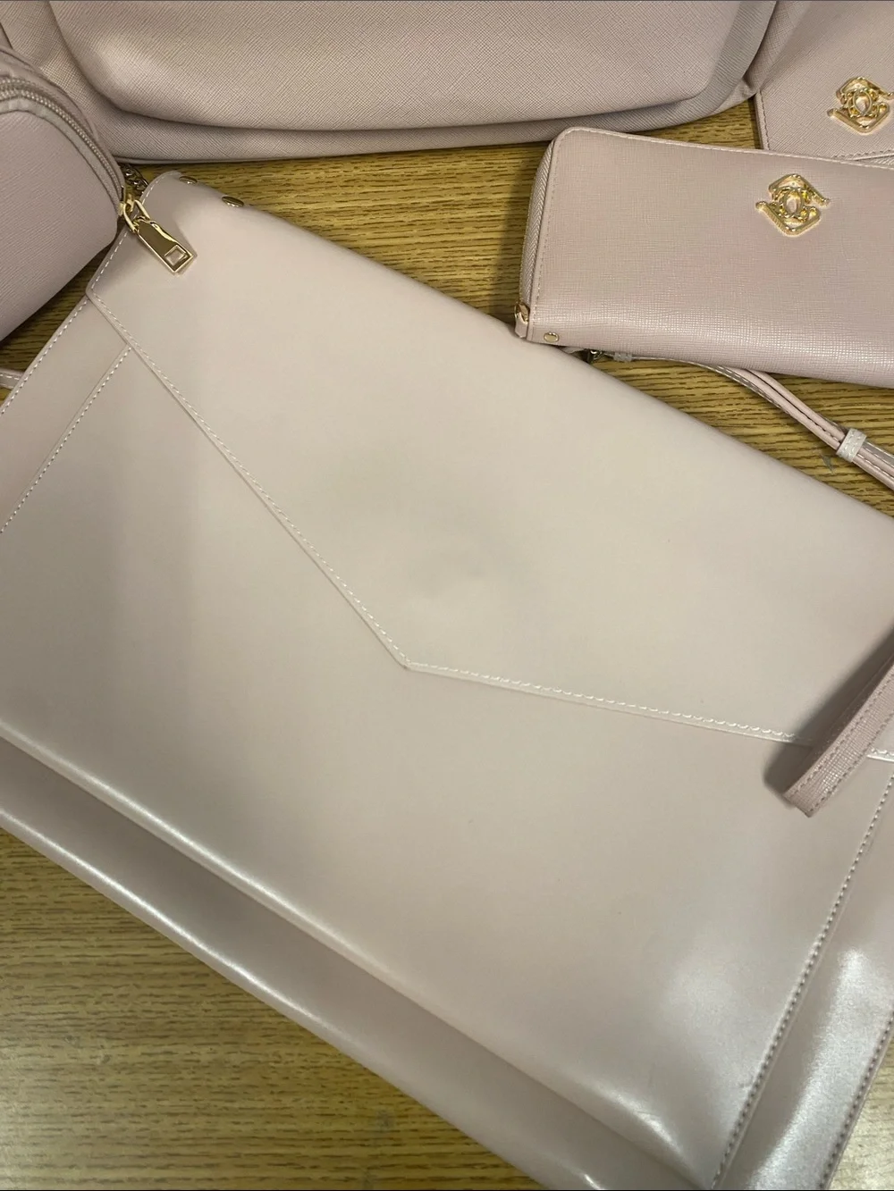 Glass Ladder & Co Women's Blush Pink Backpack Set with Wallets and Clutch